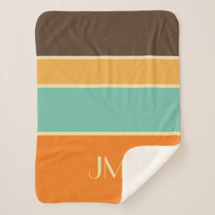 Manta Sherpa Coloridas líneas de estilo retro horizontal