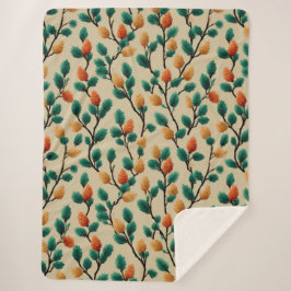 Manta Sherpa Coloridas ramas de pinecone invernal