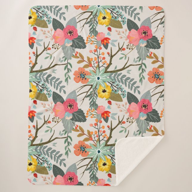 Manta Sherpa Colorido floral (Anverso)