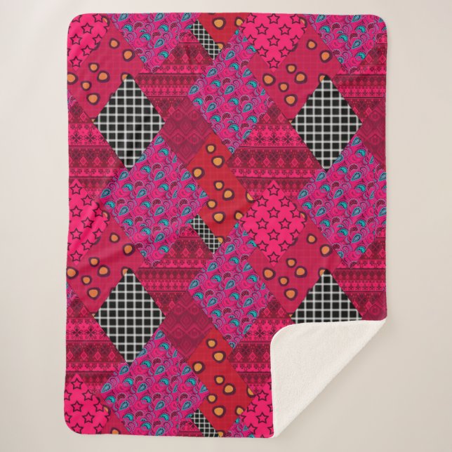 Manta Sherpa Colorido mosaico del Red Crimson (Anverso)