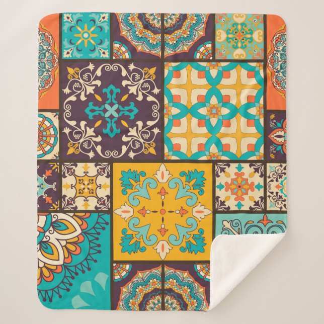 Manta Sherpa Colorido mosaico islámico sin problemas (Anverso)