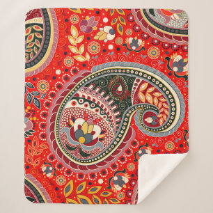 Manta Sherpa Colorido patrón indio paisley sin problemas