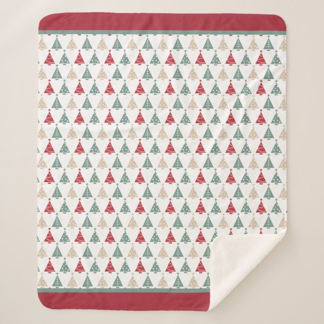 Manta Sherpa Colorido patrón moderno de árbol de Navidad (Anverso)