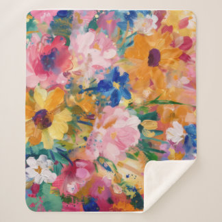 Manta Sherpa Colorido y brillante pintura al óleo