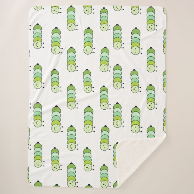 Manta Sherpa Columnas verdes y diversas expresiones (Anverso)