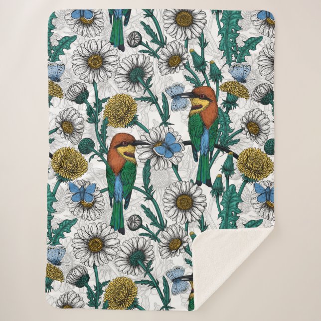 Manta Sherpa Comedores de abejas, mariposas azules y maricas en (Anverso)