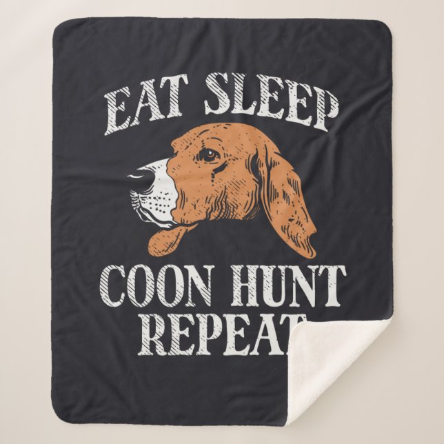 Manta Sherpa Comer Sleep Coon Hunt Repetir la rutina (Anverso)