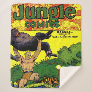 Manta Sherpa Comics de Lair Vintage de Gorila Selva Sherpa Blan