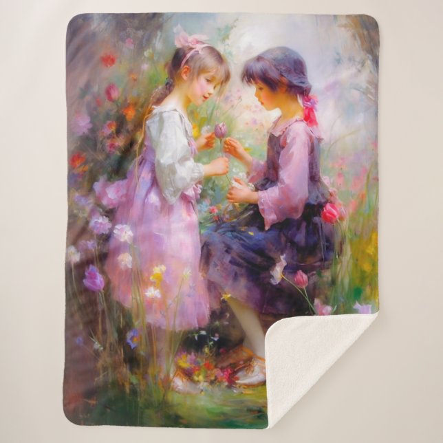 Manta Sherpa Compartir Rosas y amistad (Anverso)