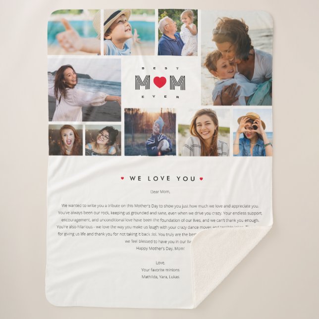 Manta Sherpa Composición de fotos del Día de la Madre 10 de la  (Anverso)