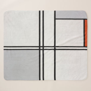 Manta Sherpa Composición (Nº 1) Gris-Rojo   Piet Mondrian  