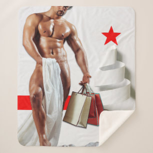 Manta Sherpa Compras navideñas de SlipperyJoe papel blanco espi