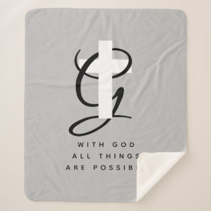 Manta Sherpa Con Dios todo es posible gris personalizado