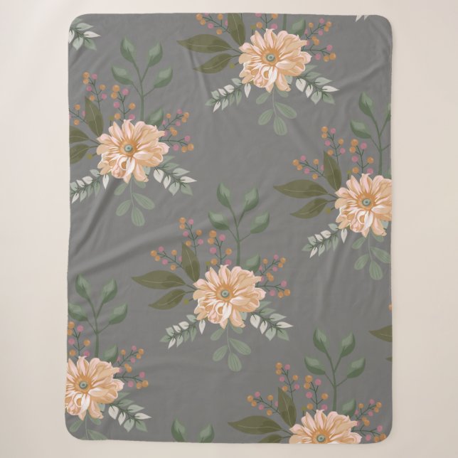 Manta Sherpa con Estampado Floral (Anverso)