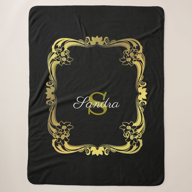 Manta Sherpa con Monograma Negro (Anverso)