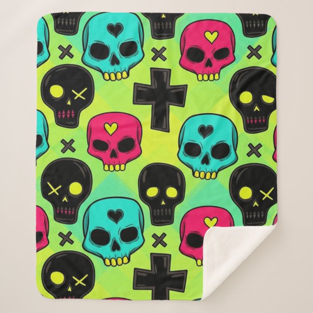 Manta Sherpa con Patrón de Calavera (Anverso)