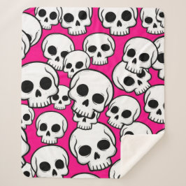 Manta Sherpa con Patrón de Cráneo Rosa