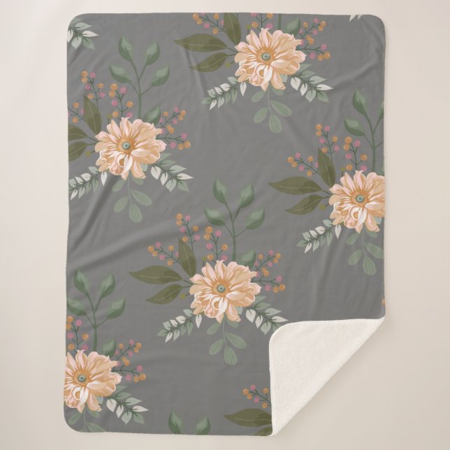 Manta Sherpa con Patrón Floral (Anverso)