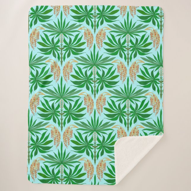 Manta Sherpa con Patrón Tropical de Flores de Palm (Anverso)