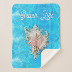 Manta Sherpa Conch Shell "Beach Life"