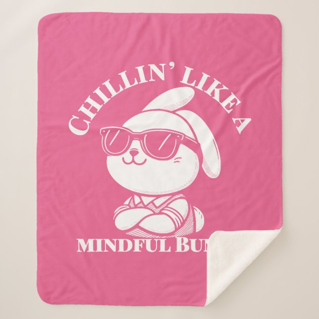 Manta Sherpa "Conejito ingenioso" rosa (Anverso)