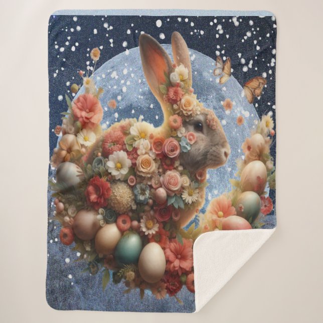 Manta Sherpa Conejo de Pascua de floración  (Anverso)