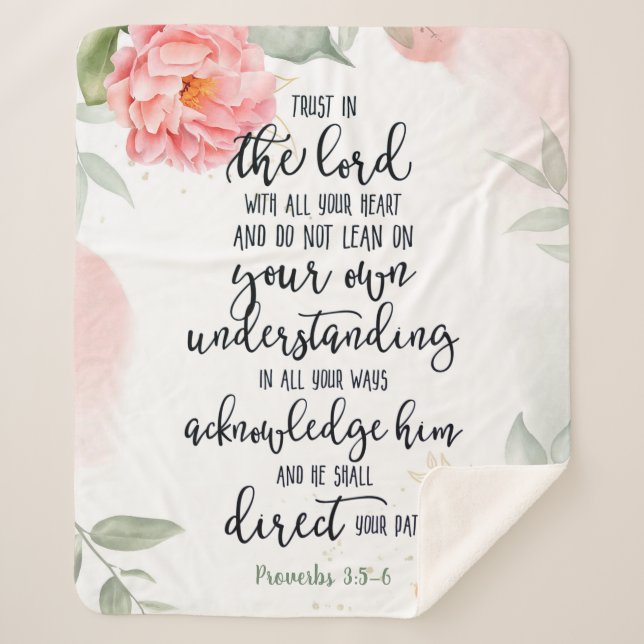 Manta Sherpa Confianza en la floral del Señor (Anverso)