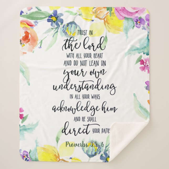 Manta Sherpa Confianza en la floral del Señor (Anverso)