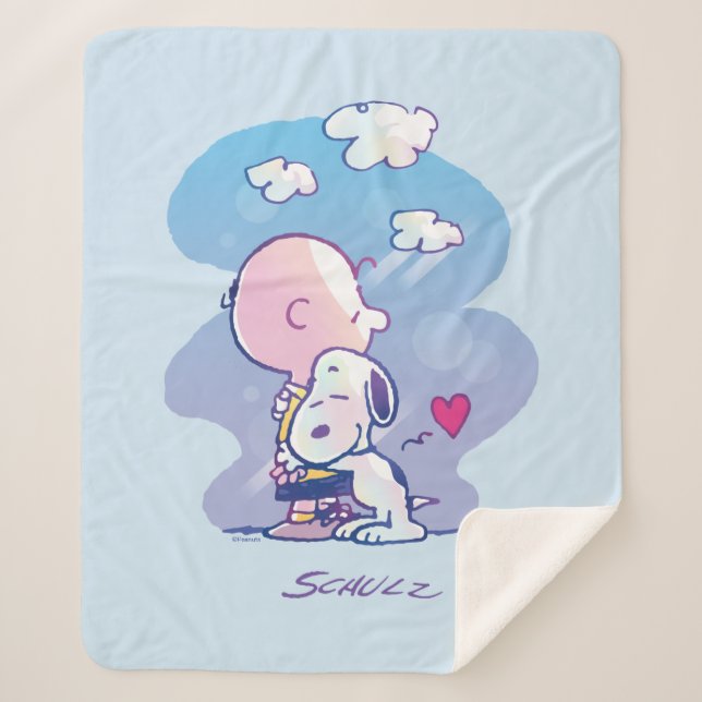 Manta Sherpa Confort y seguridad | Charlie y Snoopy Hug (Anverso)