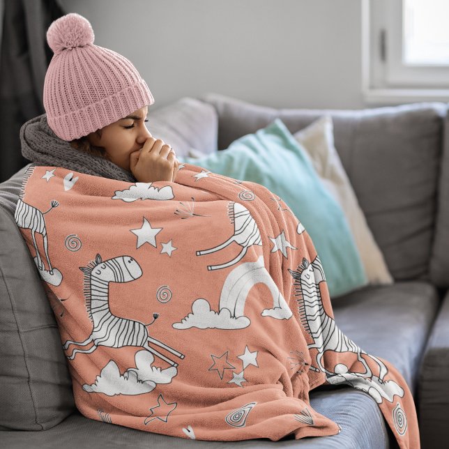 Manta Sherpa Conjunto de línea de animal cebra (Zebra Animal Line Set Sherpa Blanket- Large Size)