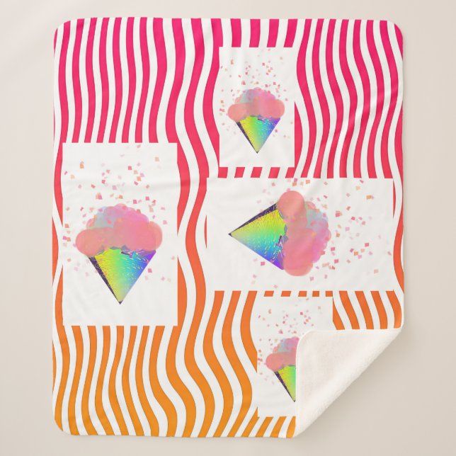 Manta Sherpa CONOS DE CREMA DE HIELO DE ARTE POP EN TIRAS Sherp (Anverso)