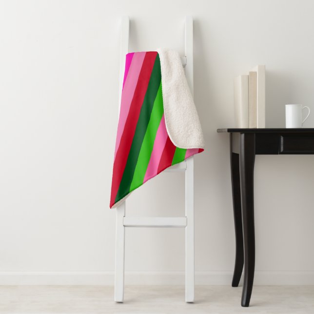 Manta Sherpa Contemporary Colors Christmas Stripes  (In situ)