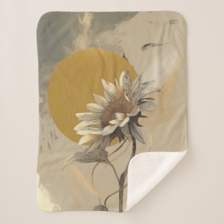 Manta Sherpa Contorno de girasol minimalista neutro