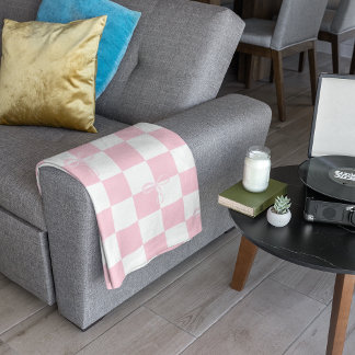 Manta Sherpa Control estético de rosa y blanco con cintas