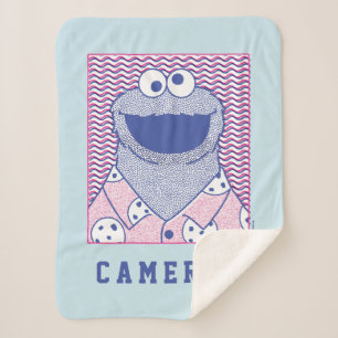 Manta Sherpa Cookie Monster Camiseta de cookie desplegable