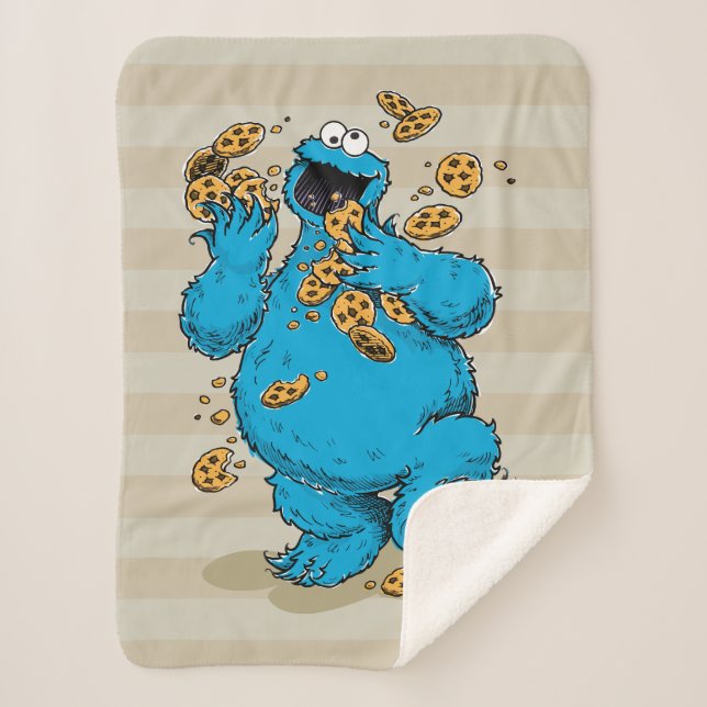 Manta Sherpa Cookie Monster Crazy Cookies (Anverso)