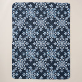 Manta Sherpa Copo de nieve 3d azul