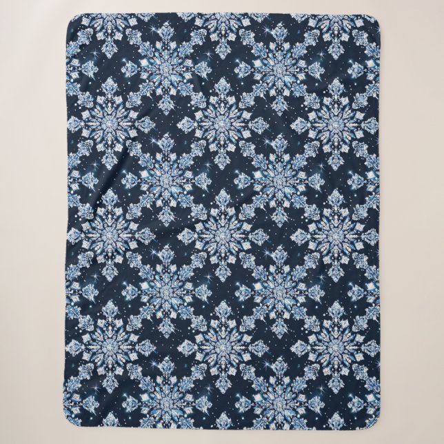 Manta Sherpa Copo de nieve 3d azul (Anverso)