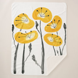 Manta Sherpa Copos amarillos modernos de medio siglo, Abstract 
