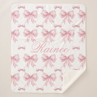 Manta Sherpa Coqueta de vaca rosa personalizada Y2K Bow chica