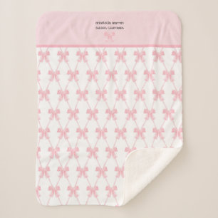 Manta Sherpa Coquette Pink Bow personalizado