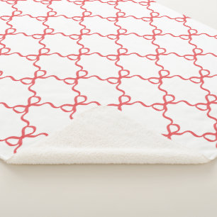 Manta Sherpa Coquette Trellis de Navidad con Lazo Rojo