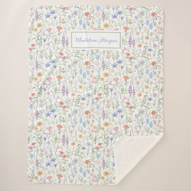 Manta Sherpa Coquette Wildflower Meadow Personalised  (Anverso)