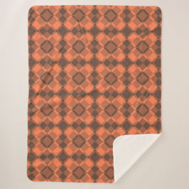 Manta Sherpa Coral Brown Checker Argyle Pattern