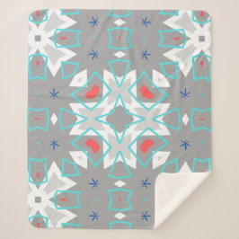 Manta Sherpa Coral Gray Mandala Pattern | Geometric Floral Boho