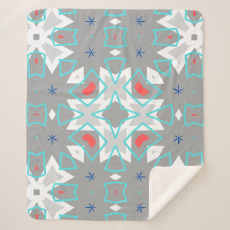 Manta Sherpa Coral Gray Mandala Pattern | Geometric Floral Boho
