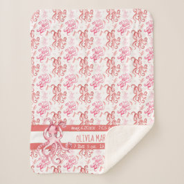 Manta Sherpa Coral y pulpo color de agua rosada