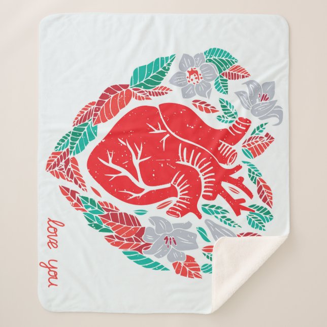 Manta Sherpa Corazón anatómico de San Valentín: Tarjeta única (Anverso)