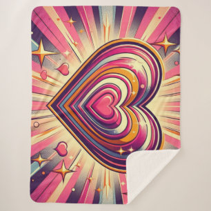 Manta Sherpa corazón arte pop 70s/San Valentín