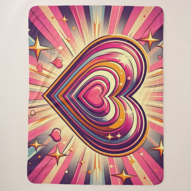 Manta Sherpa corazón arte pop 70s/San Valentín (Anverso)